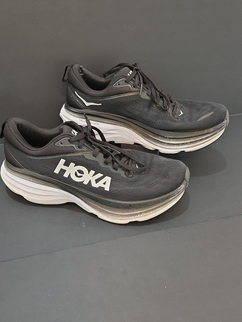 Hoka Bondi 8 Women's Black and White Running Shoes Size 11 D Wide